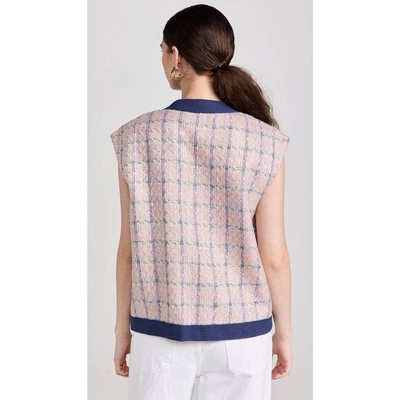 L'Agence Laurel Oversized Tweed Vest in Tan Pink M - Picture 4 of 5